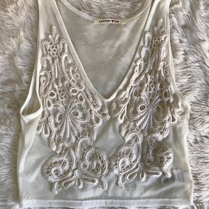 Crop knit mesh tank top